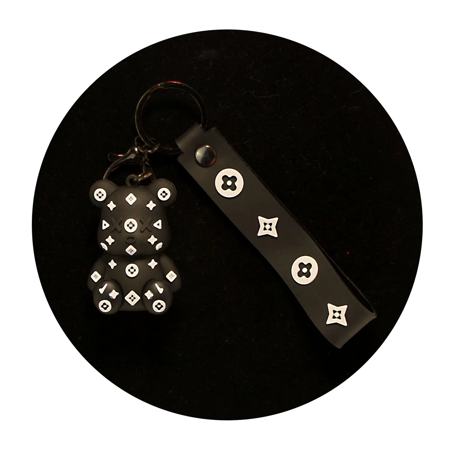 KSB-323 Bear Louis Vuitton Style (Black) – Keychain With Silicone Band