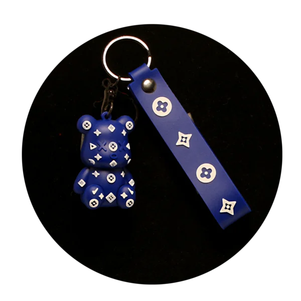 KSB-324 Bear Louis Vuitton Style (Blue) - Keychain With Silicone Band