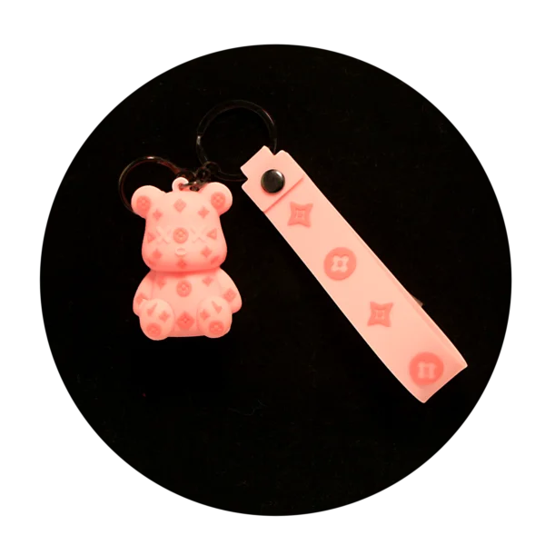 KSB-326 Bear Louis Vuitton Style (Pink) - Keychain With Silicone Band
