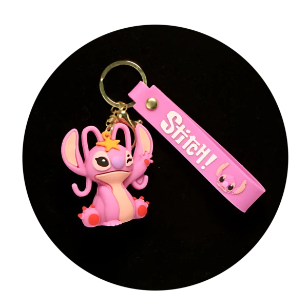 KSB-383 Disney Movie - Lilo & Stitch - Stitch Pink - Keychain With Silicone Band
