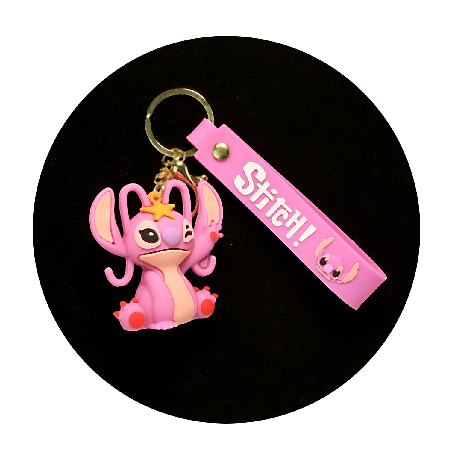 KSB-383 Disney Movie – Lilo & Stitch – Stitch Pink – Keychain With Silicone Band