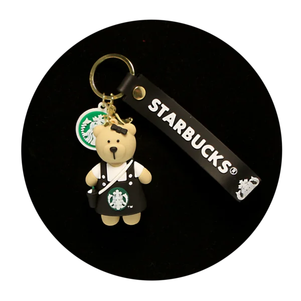 KSB-393 Starbucks - Bear (Black) - Keychain With Silicone Band