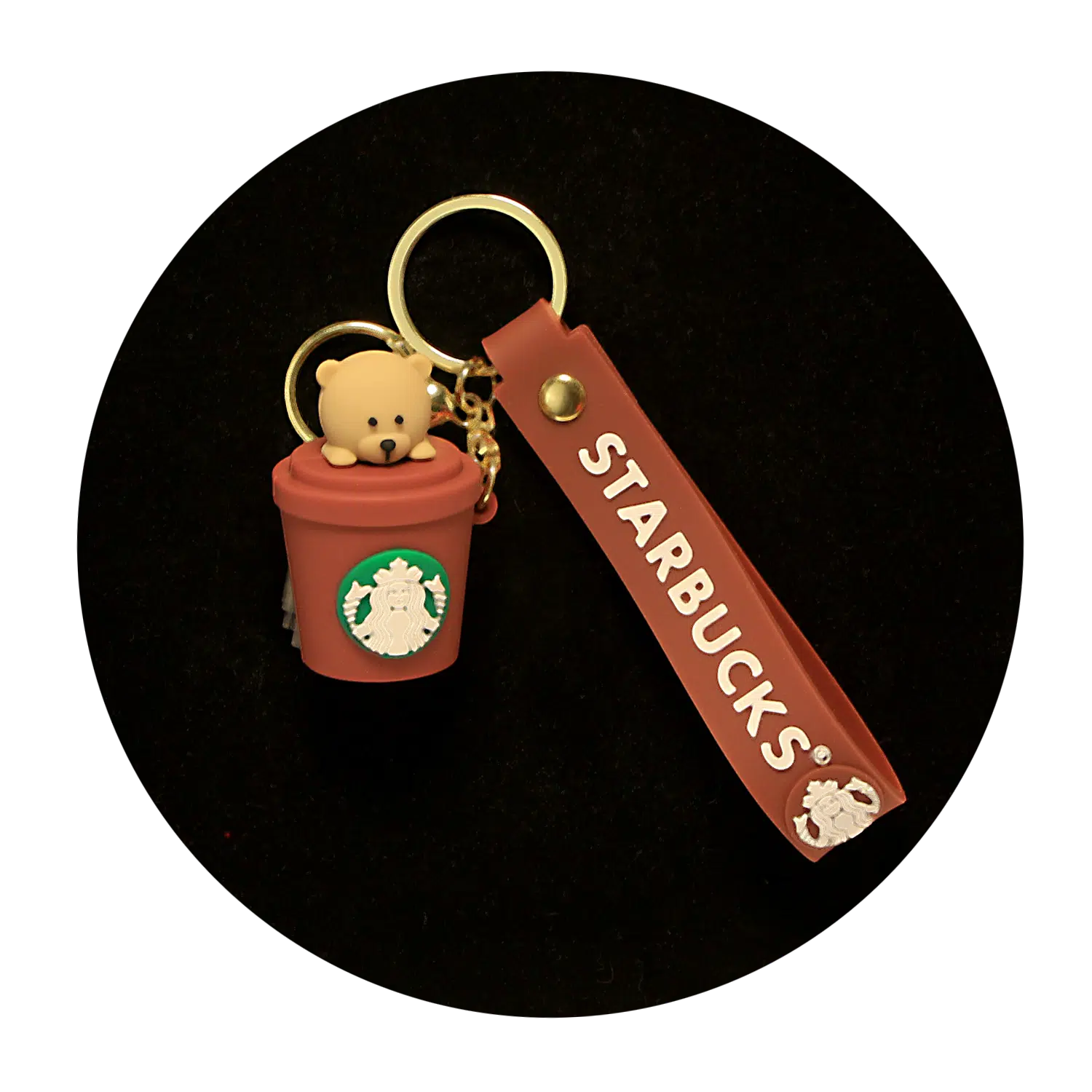 KSB-407 Starbucks – Bear in Brown Cup – Keychain With Silicone Band