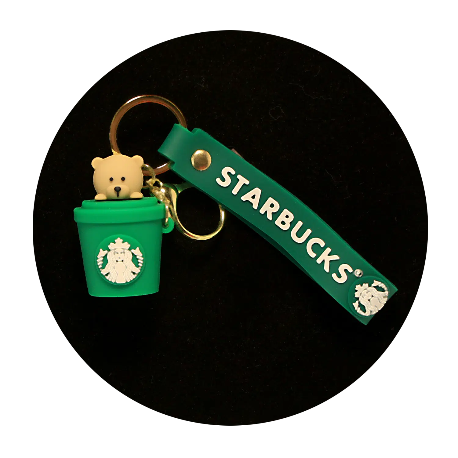 KSB-408 Starbucks – Bear in Green Cup – Keychain With Silicone Band