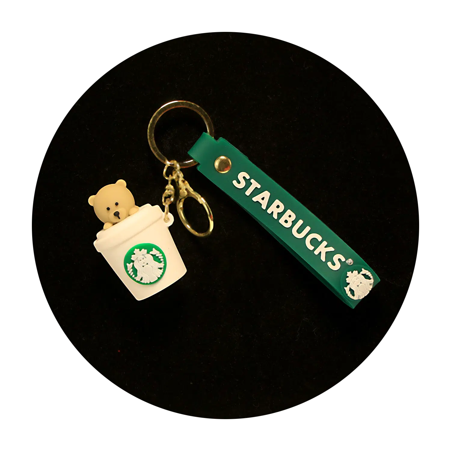 KSB-409 Starbucks – Bear in White Cup – Keychain With Silicone Band