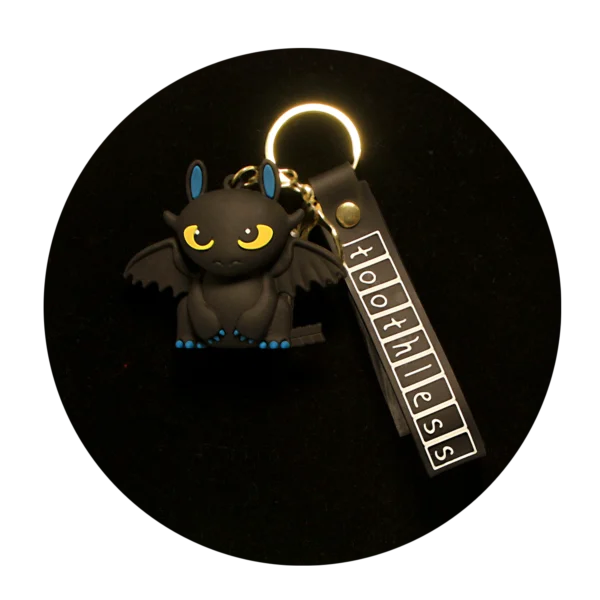 KSB-417 Misc - HTTYD - Toothless Black - Keychain With Silicone Band