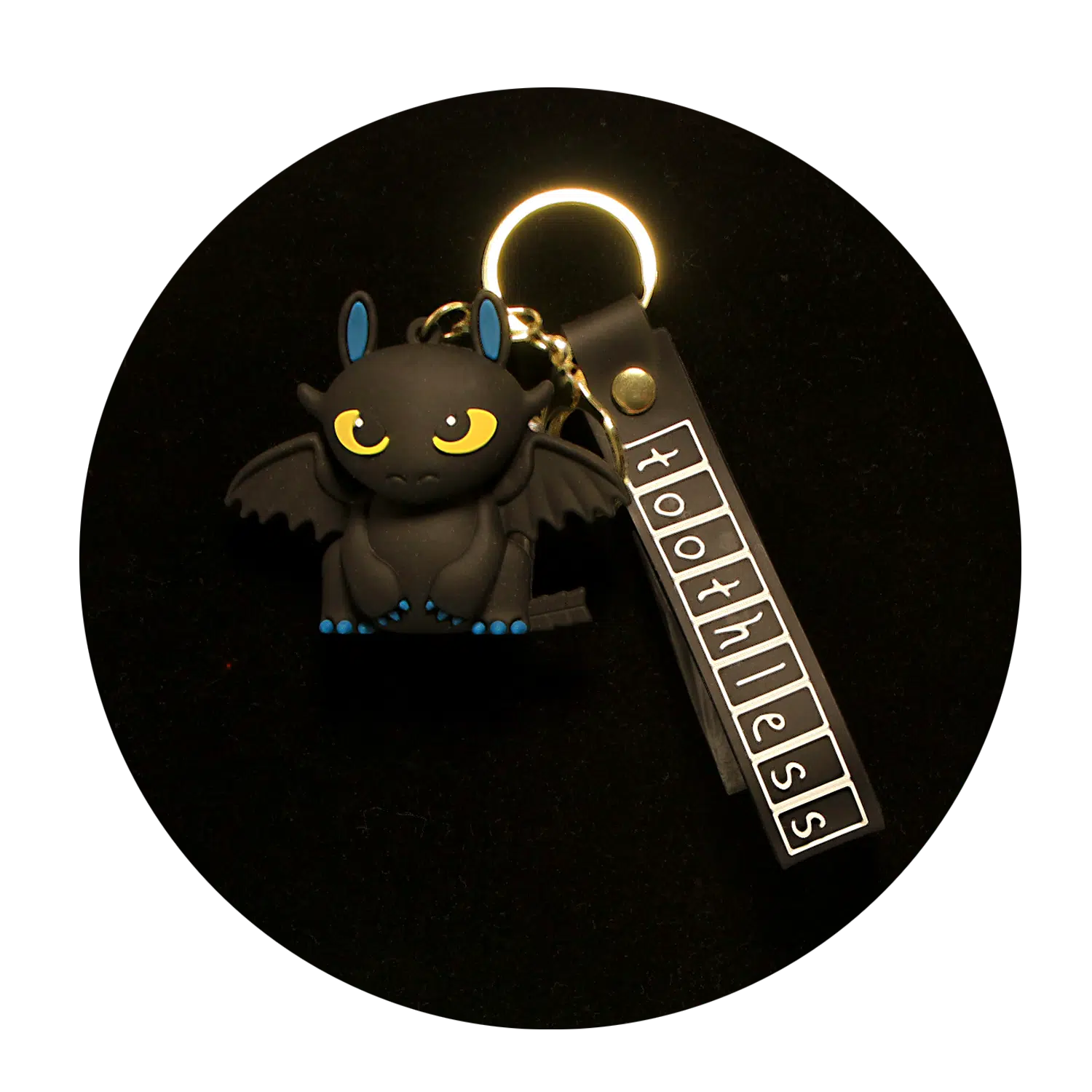 KSB-417 Misc – HTTYD – Toothless Black – Keychain With Silicone Band