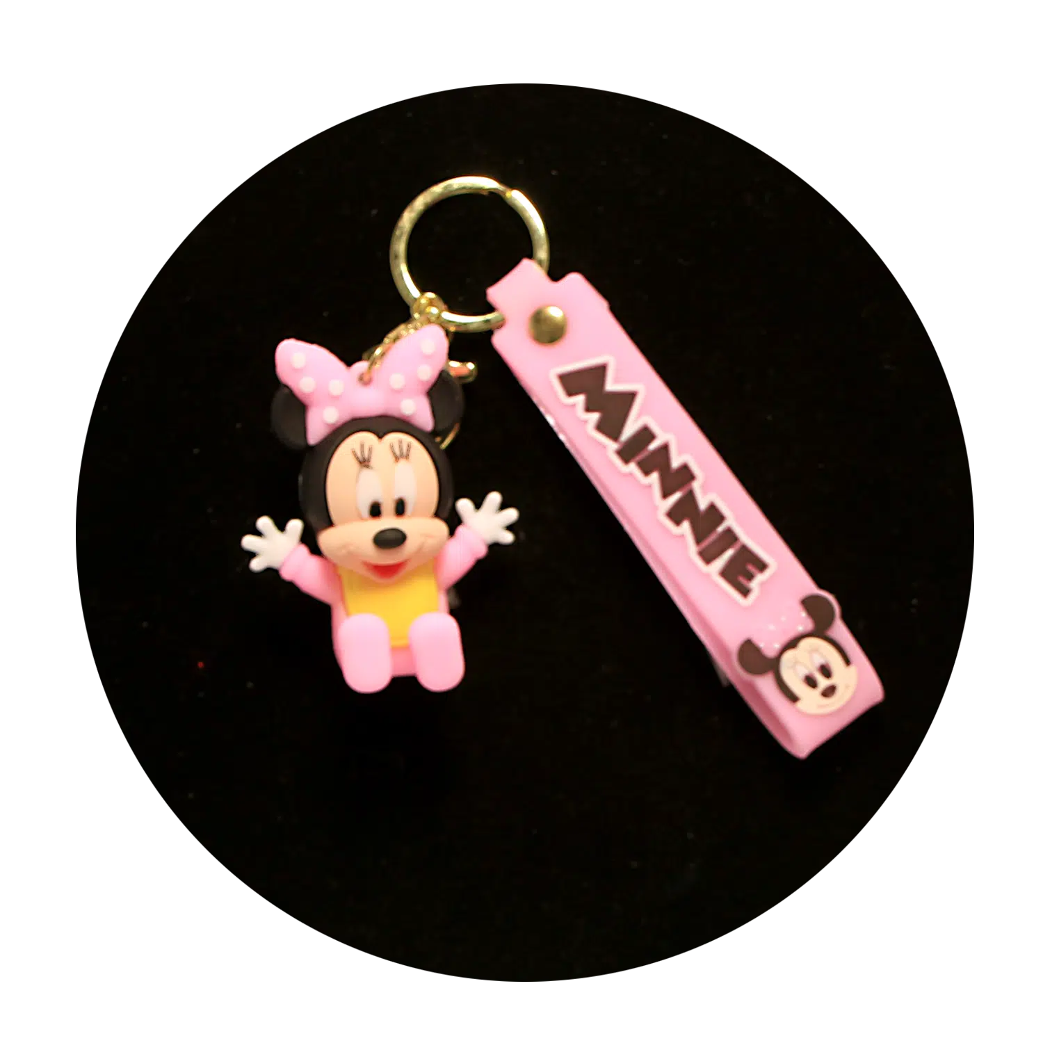 KSB-453 Disney – Minnie Mouse Arms Up (Pink) – Keychain With Silicone Band