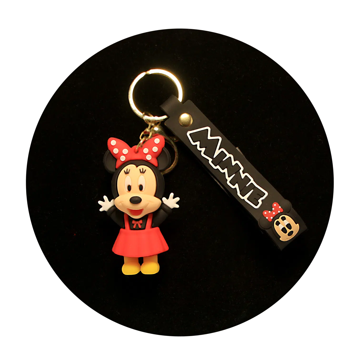 KSB-454 Disney – Minnie Mouse Arms Up (Black) – Keychain With Silicone Band