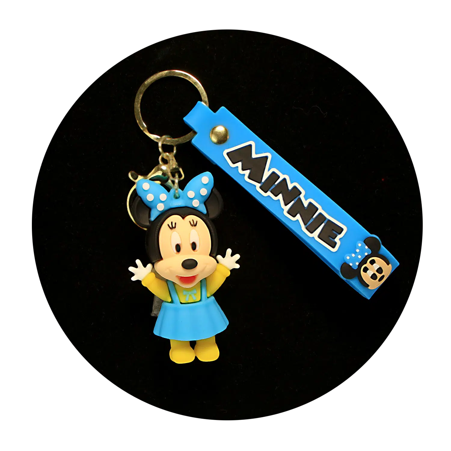 KSB-455 Disney – Minnie Mouse Arms Up (Blue) – Keychain With Silicone Band