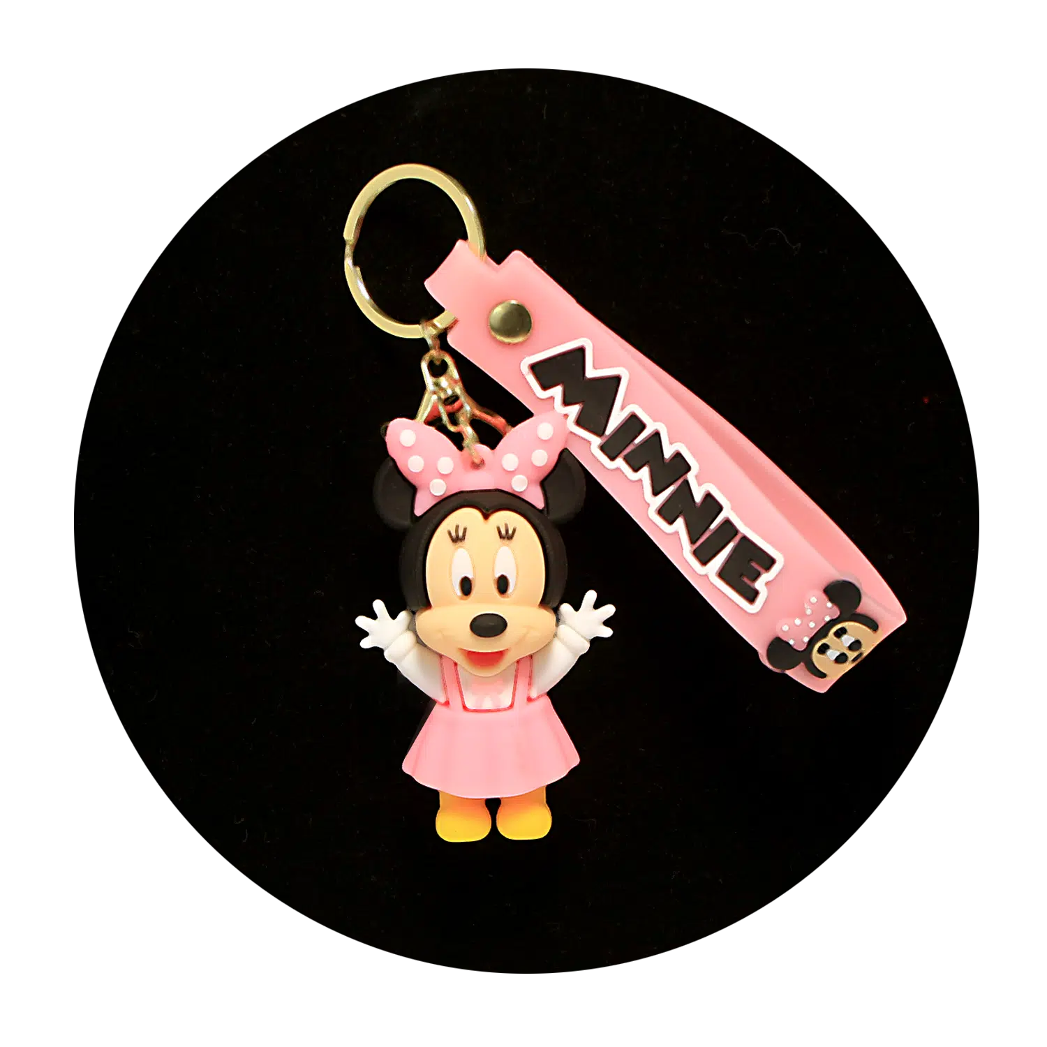 KSB-456 Disney – Minnie Mouse Arms Up (Pink) – Keychain With Silicone Band