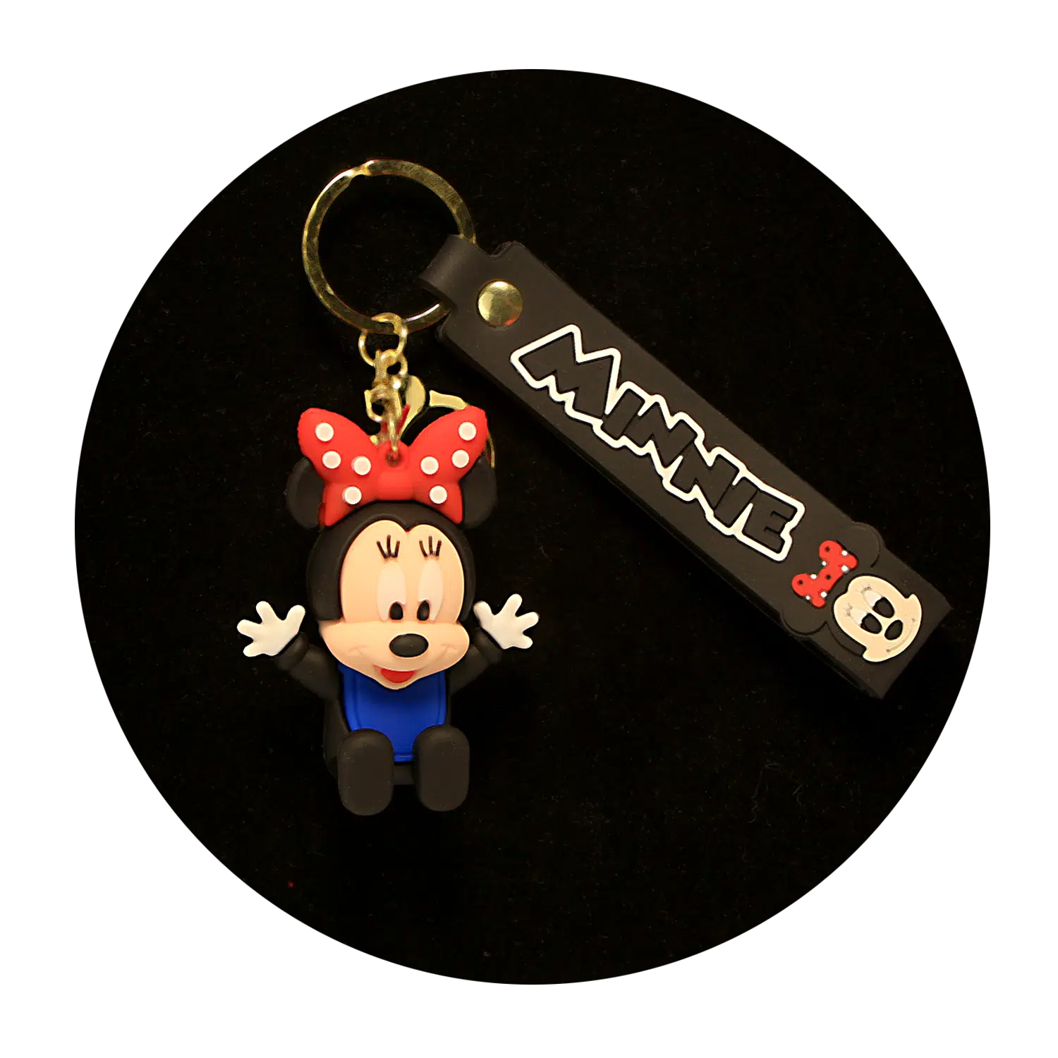 KSB-457 Disney – Minnie Mouse Arms Up (Black) – Keychain With Silicone Band