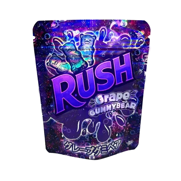 3.5 Gram Mylar Bag – Premium Smell-Proof Flower Packaging - Rush Grape Gummybear (50 Count) MB-35G-035