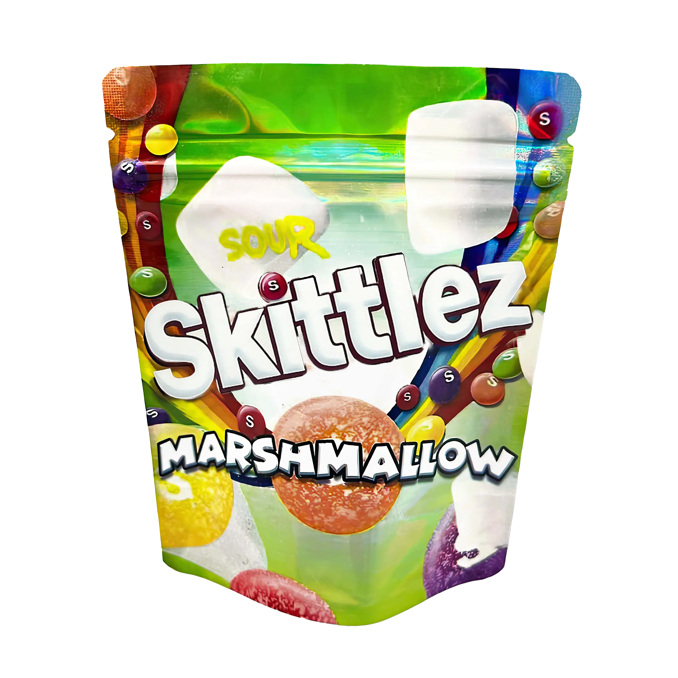 3.5 Gram Mylar Bag – Premium Smell-Proof Flower Packaging – Skittlez Marshmallow (50 Count) MB-35G-056