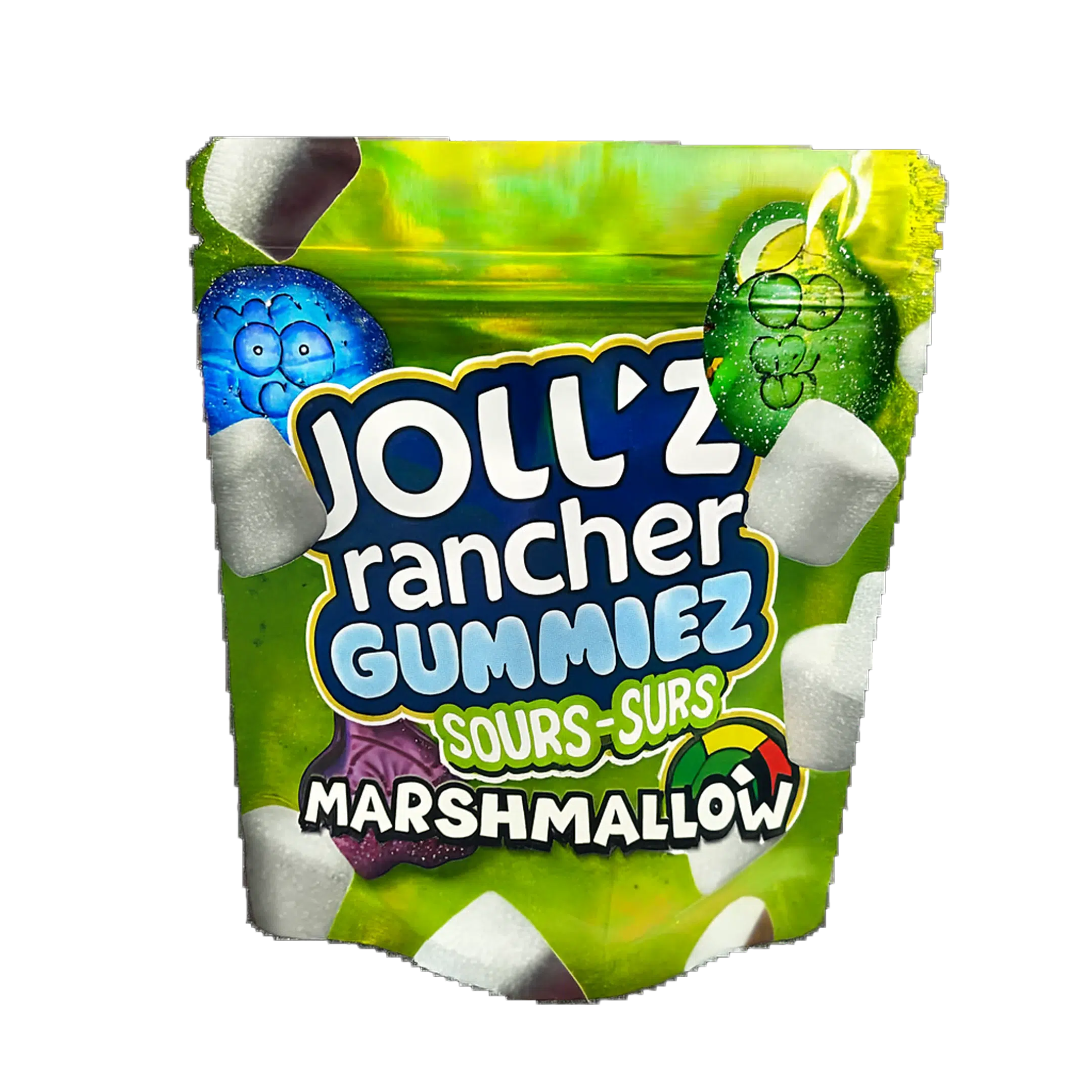 3.5 Gram Mylar Bag – Premium Smell-Proof Flower Packaging – Jolly Rancherz Gummies Sour Marshallow (50 Count) MB-35G-057