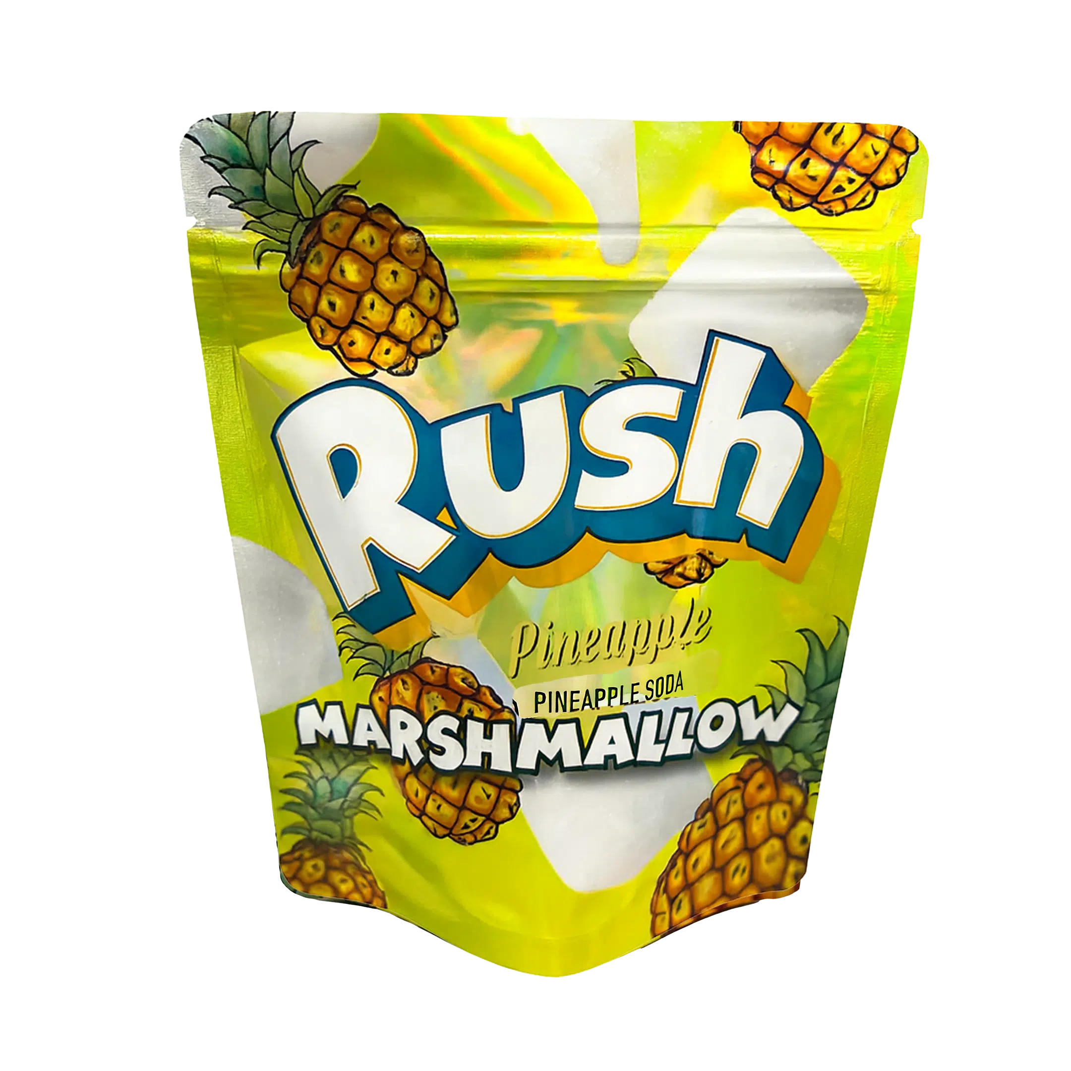 3.5 Gram Mylar Bag – Premium Smell-Proof Flower Packaging – Rush Pineapple Marshmallow (50 Count) MB-35G-059