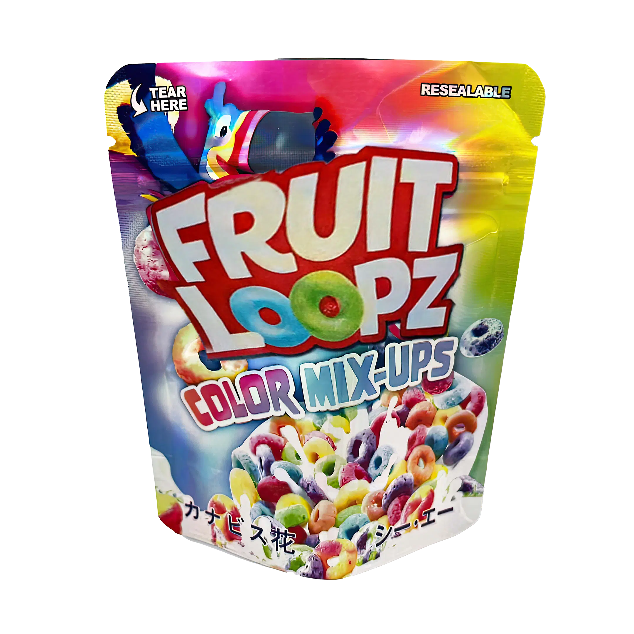 3.5 Gram Mylar Bag – Premium Smell-Proof Flower Packaging – Fruit Loopz Color Mix-Ups (50 Count) MB-35G-062
