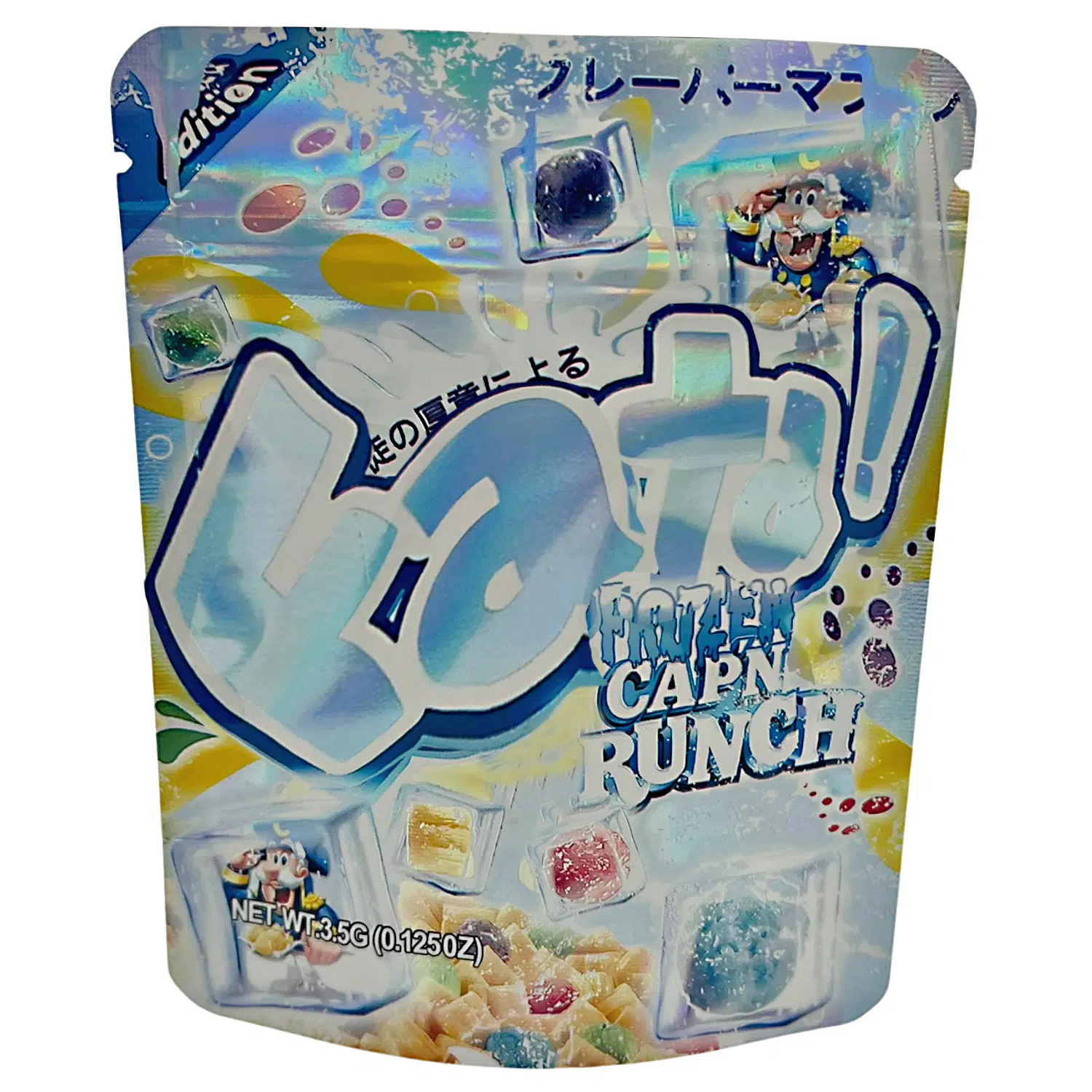 3.5 Gram Mylar Bag – Premium Smell-Proof Flower Packaging – Fata Frozen Cap’n Runch (50 Count) MB-35G-063