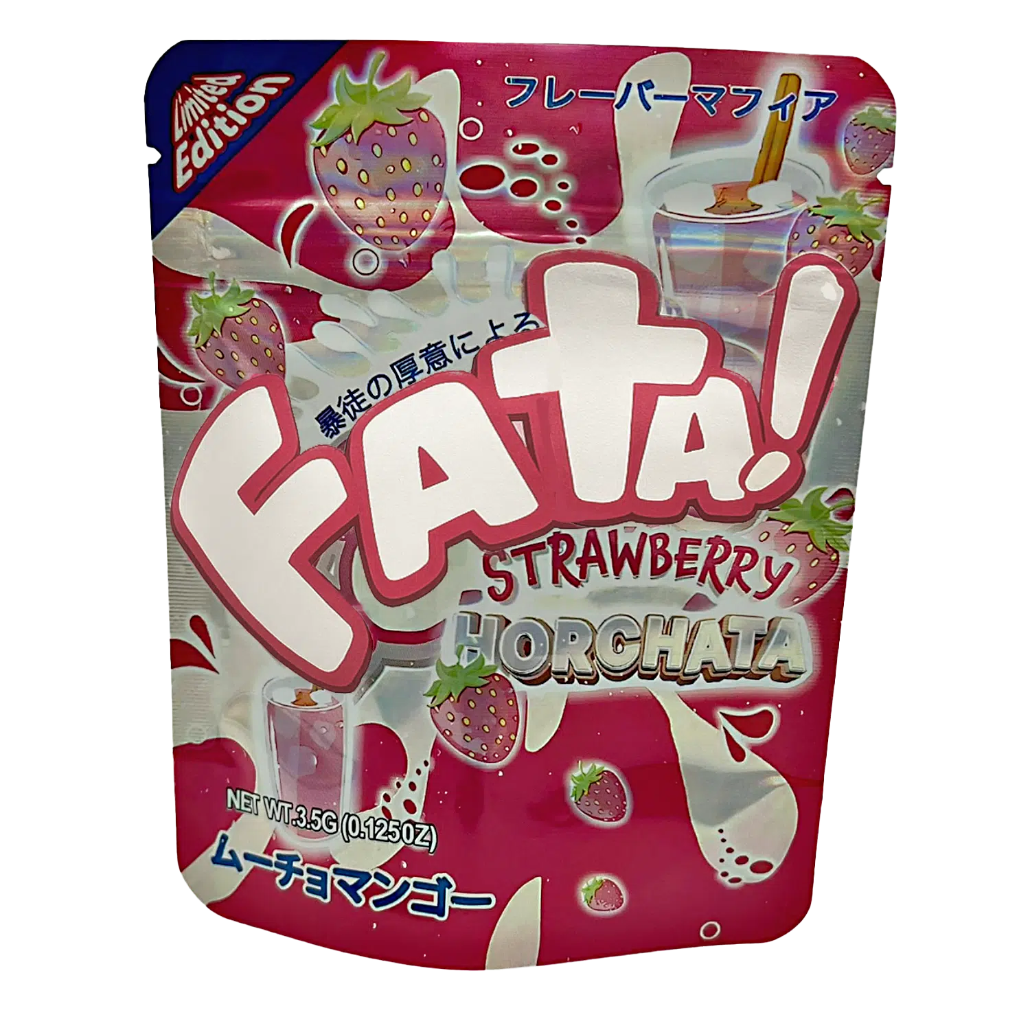 3.5 Gram Mylar Bag – Premium Smell-Proof Flower Packaging – Fata Strawberry Horchata (50 Count) MB-35G-067