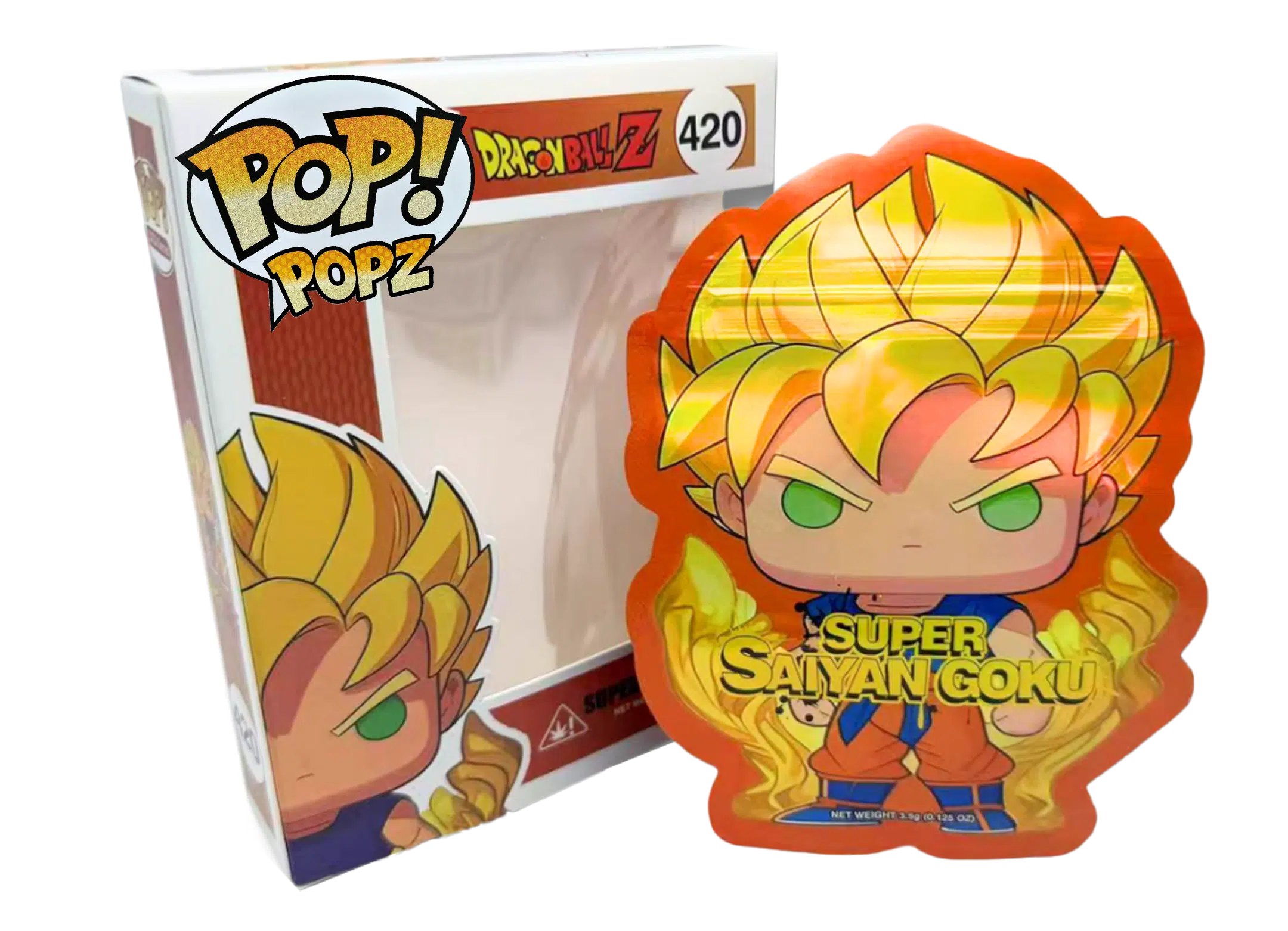 3.5g POP Bag & Box Set (25 Bags + 25 Boxes) Packaging for Premium Flower Presentation – POP DragonBall Z Super Saiyan Goku 420 – POP-BNB-008