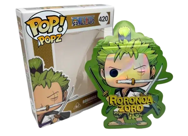 3.5g POP Bag & Box Set (25 Bags + 25 Boxes) Packaging for Premium Flower Presentation - POP  One Piece - Roronoa Zoro 420 - POP-BNB-012