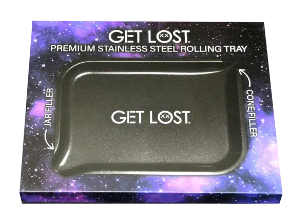 PSST-002 Get Lost Premium Stainless Steel Rolling Tray with Funnel (Black) - Image 4