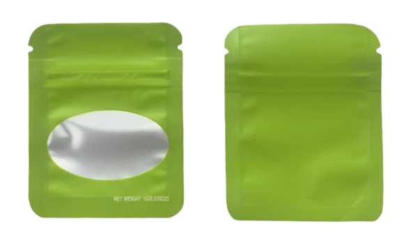 1 Gram Mylar Bag – Premium Smell-Proof Flower Packaging - Lime Green Solid Color (100 Count) SMBW-1G-003