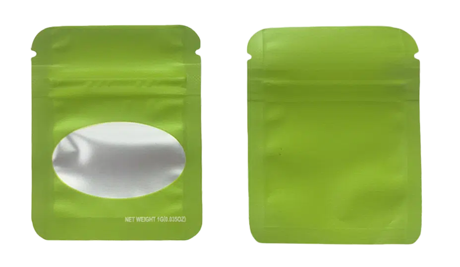 1 Gram Mylar Bag – Premium Smell-Proof Flower Packaging – Lime Green Solid Color (100 Count) SMBW-1G-003