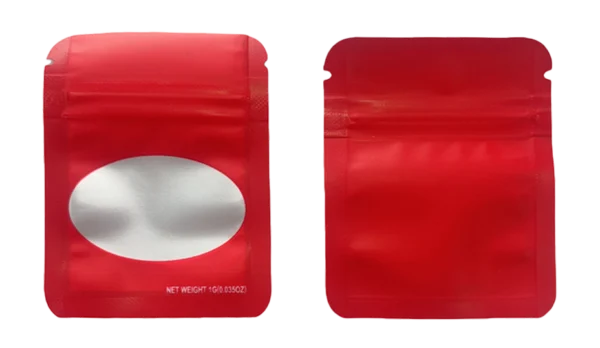 1 Gram Mylar Bag – Premium Smell-Proof Flower Packaging - Red Solid Color (100 Count) SMBW-1G-005