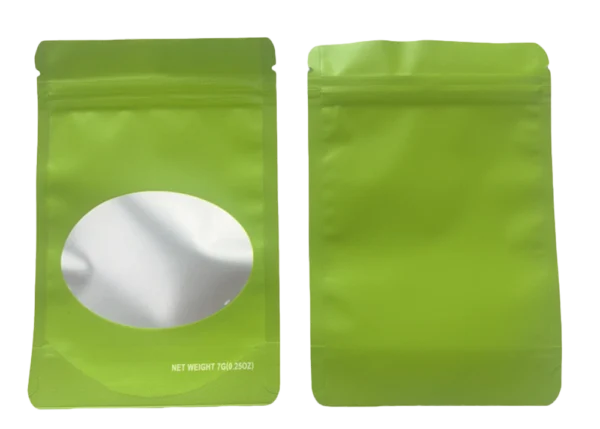 7 Gram Mylar Bag – Premium Smell-Proof Flower Packaging - Lime Green Solid Color (50 Count) SMBW-7G-003