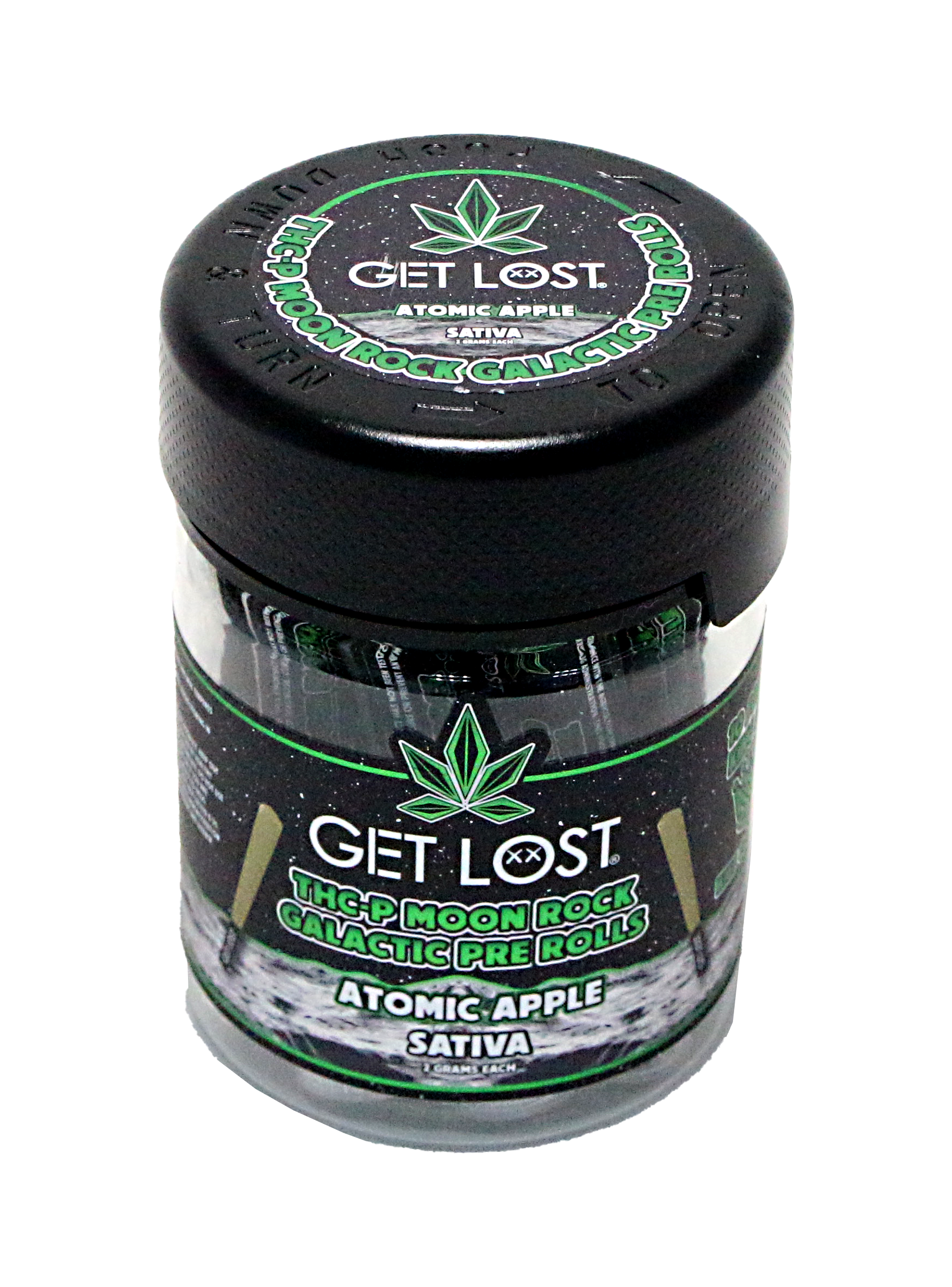 THCPMR-AA-004 – THCP Moon Rock Galactic Pre Roll Jar (Atomic Apple) Sativa (10 Count)