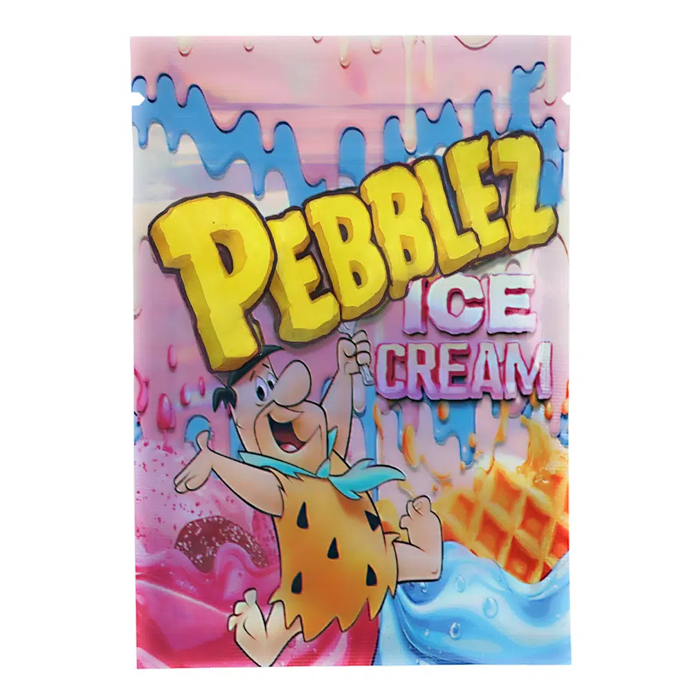 1 Gram Stock Mylar Bag – Premium Smell-Proof Flower Packaging – Pebblez Ice Cream (100 Count) WSMB-1G-037