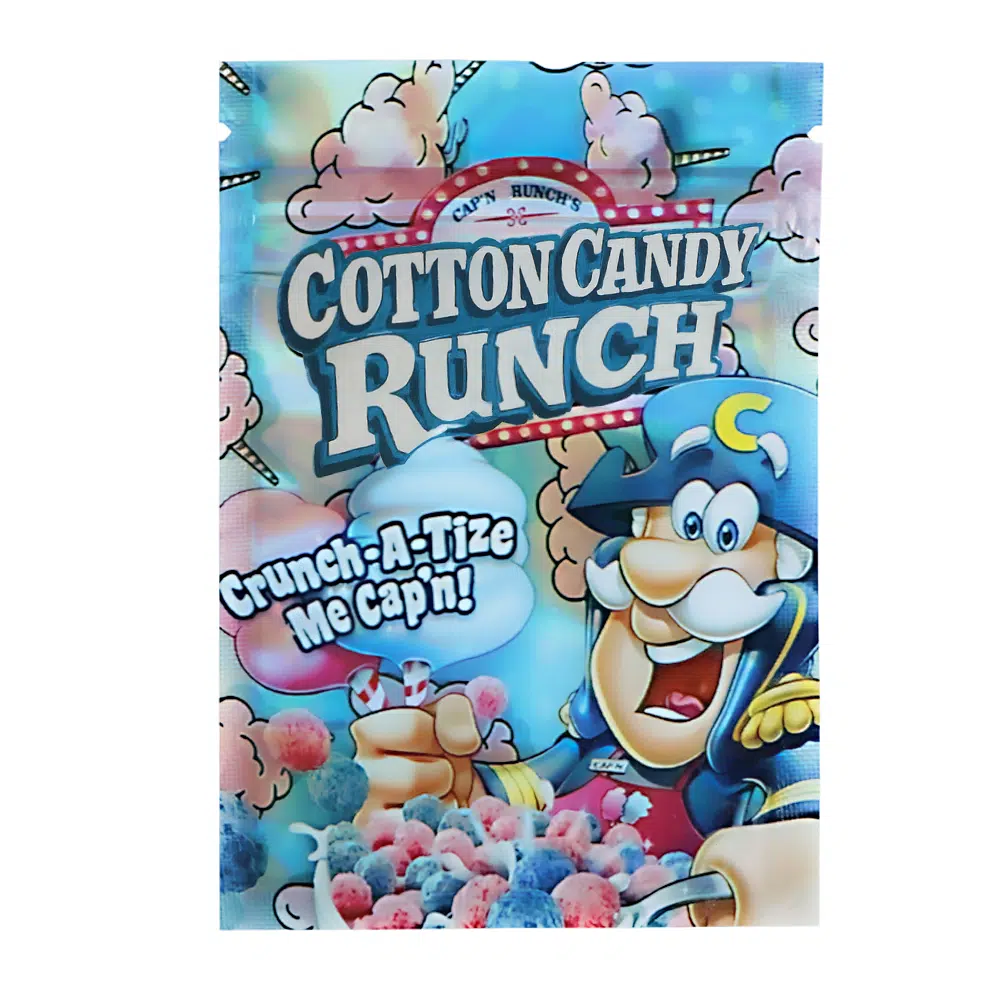 1 Gram Stock Mylar Bag – Premium Smell-Proof Flower Packaging – Cotton Candy Runch (100 Count) WSMB-1G-038