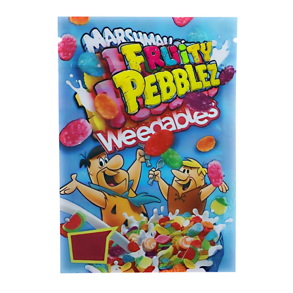 1 Gram Stock Mylar Bag – Premium Smell-Proof Flower Packaging – Marshmallow Fruity Pebblez Weedables (100 Count) WSMB-1G-041
