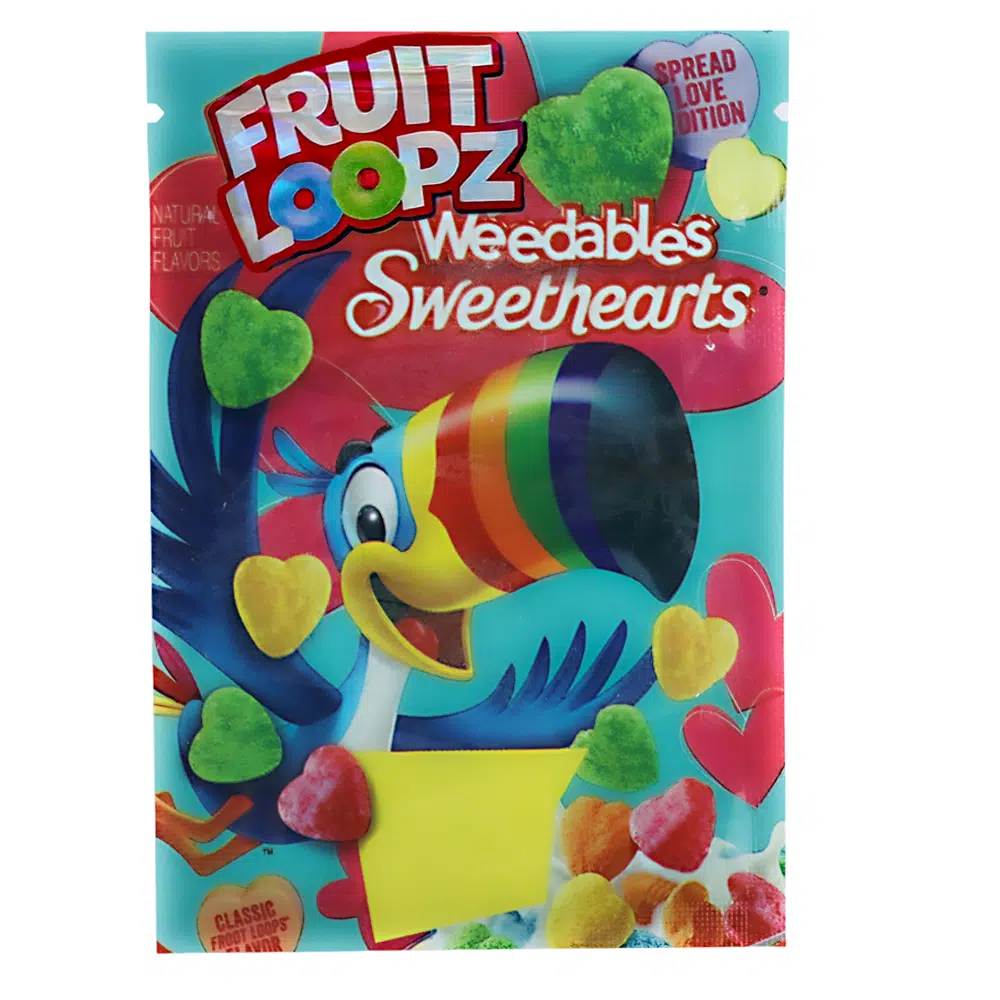 1 Gram Stock Mylar Bag – Premium Smell-Proof Flower Packaging – Fruit Loopz Weedables Sweethearts (100 Count) WSMB-1G-042