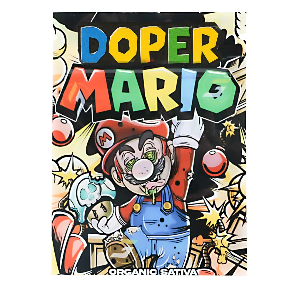 1 Gram Stock Mylar Bag – Premium Smell-Proof Flower Packaging – Doper Mario (100 Count) WSMB-1G-076