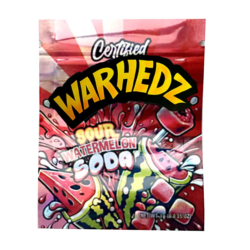 1 Gram Stock Mylar Bag – Premium Smell-Proof Flower Packaging – Certified Warhedz Sour Melon Soda (100 Count) WSMB-1G-088