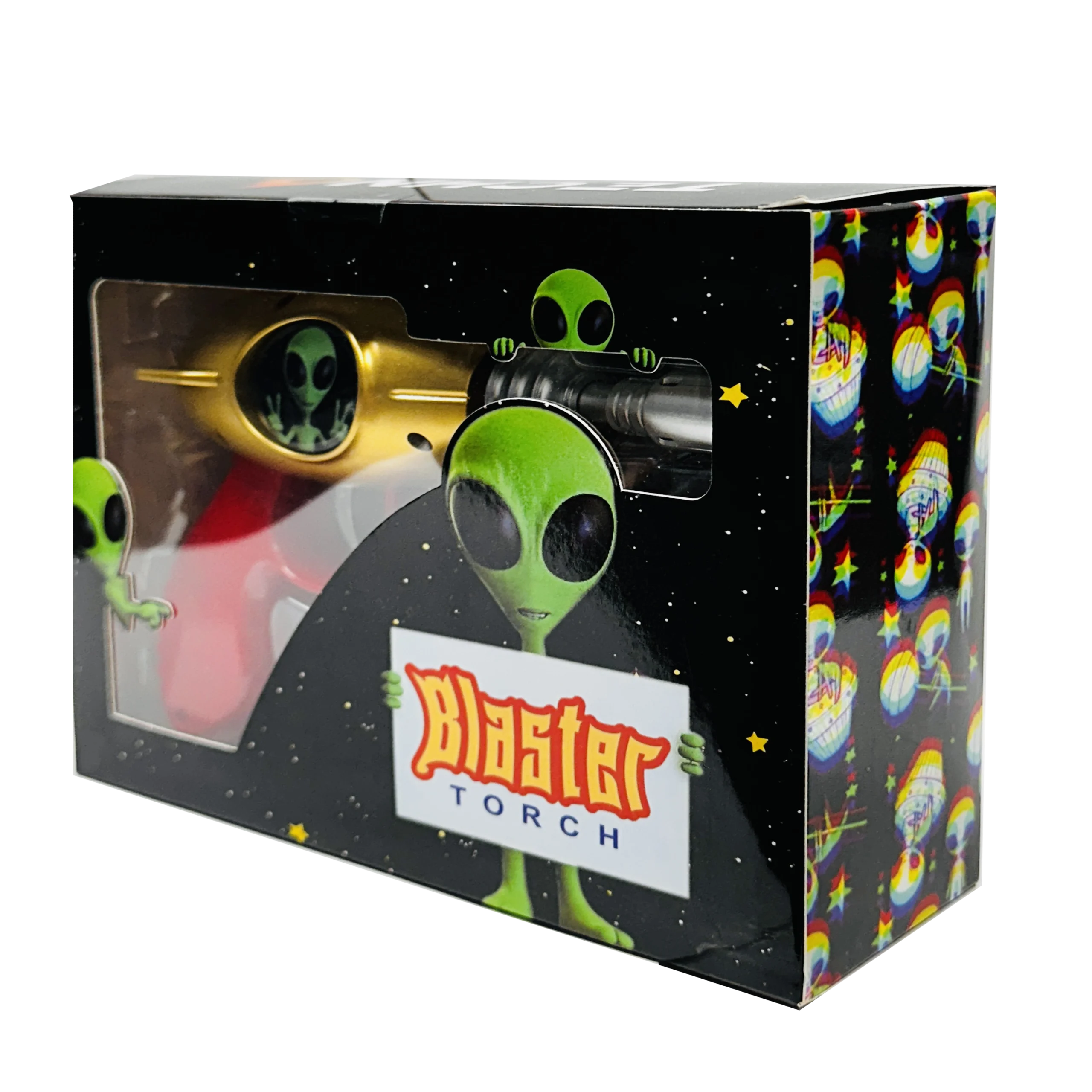 19029-FL10 Alien Blaster Torch Lighter With Fluorescent Light (Alien Peace Red & Gold) (1Pc) - Image 3