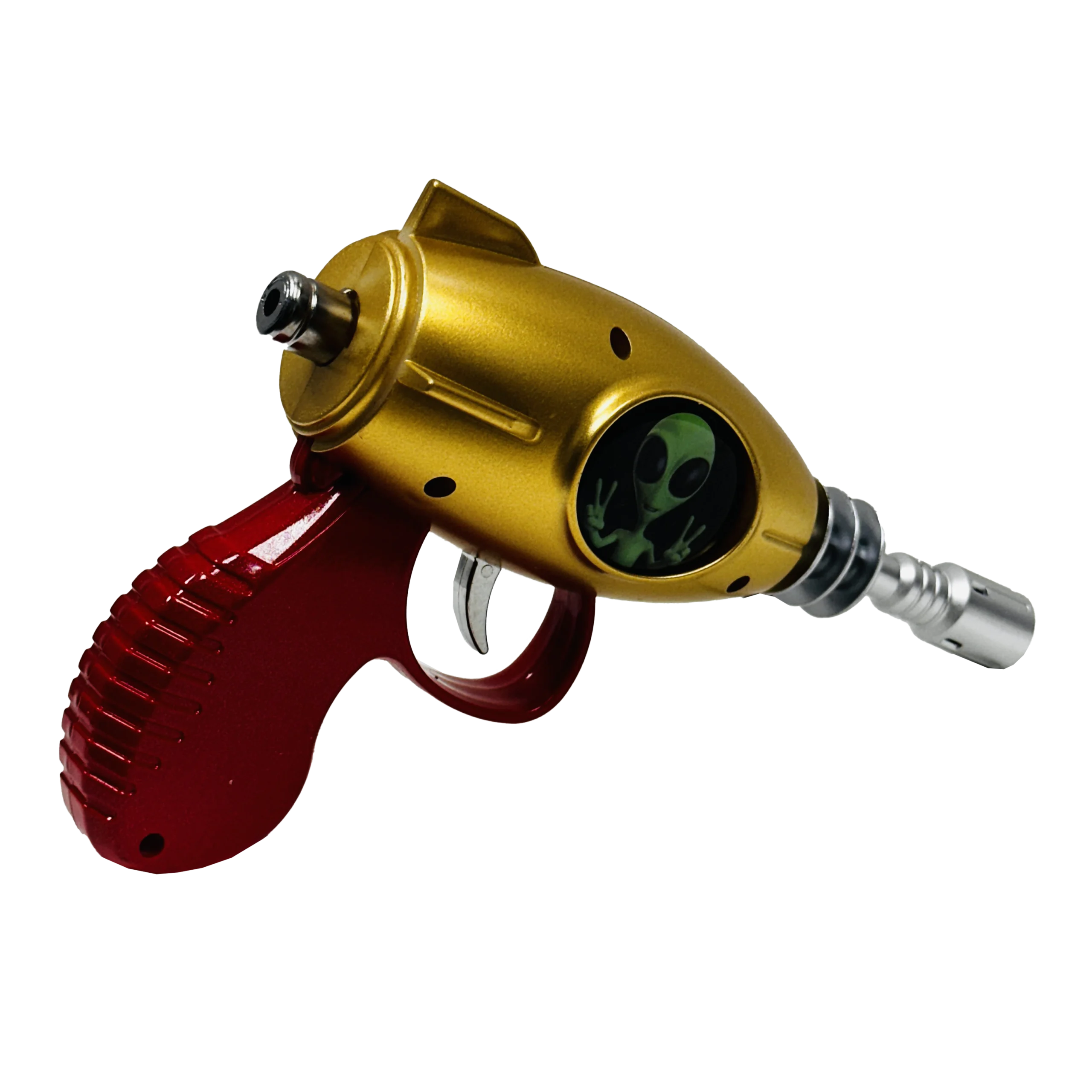 19029-FL10 Alien Blaster Torch Lighter With Fluorescent Light (Alien Peace Red & Gold) (1Pc) - Image 6