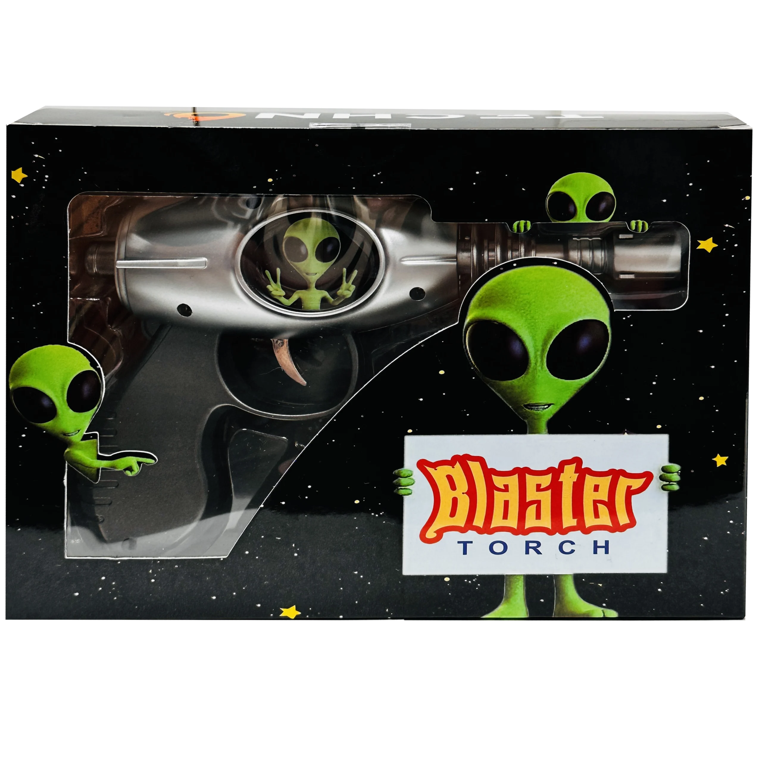 19029-FL11 Alien Blaster Torch Lighter With Fluorescent Light (Alien Peace Silver) (1Pc)