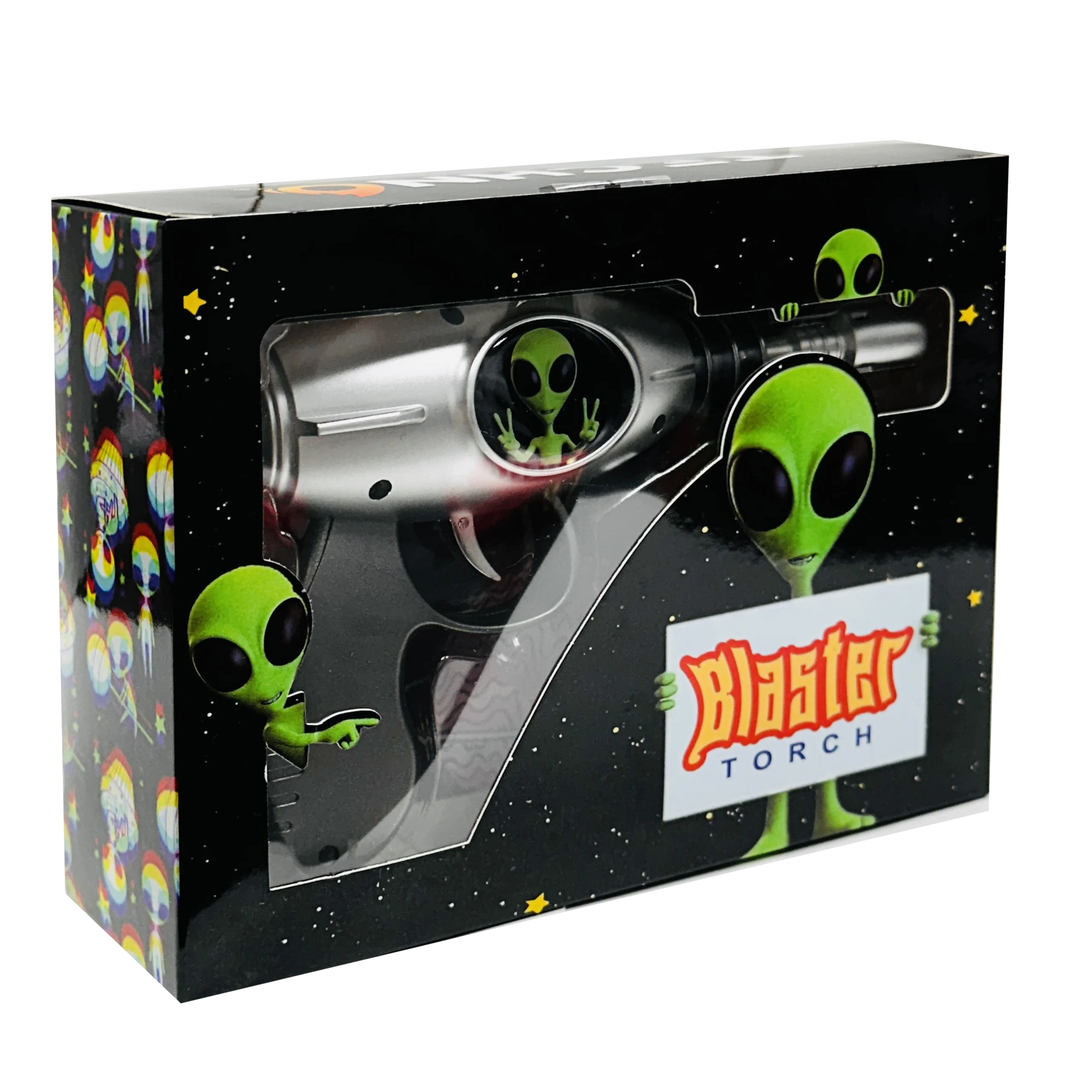 19029-FL11 Alien Blaster Torch Lighter With Fluorescent Light (Alien Peace Silver) (1Pc) - Image 3