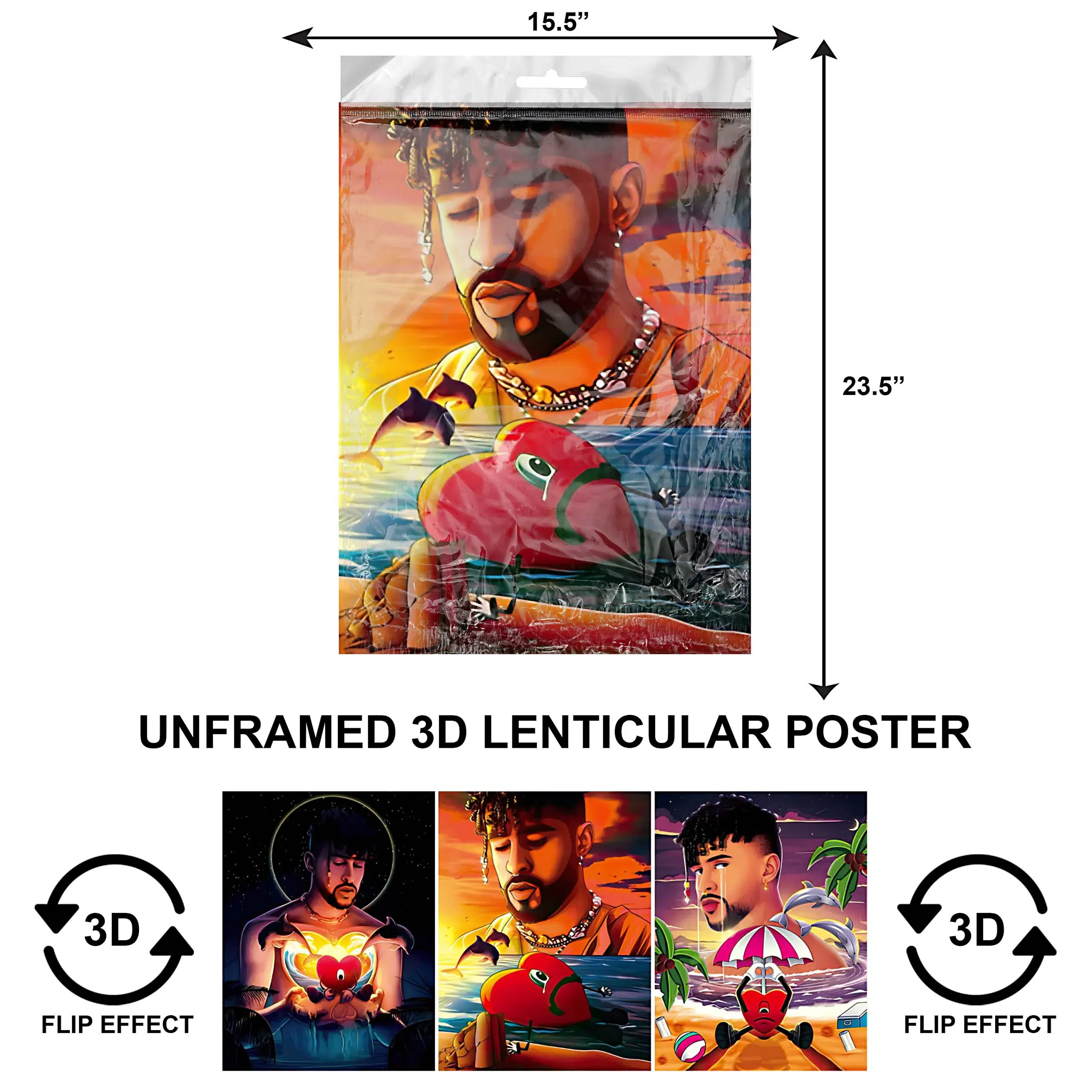 3DLPNF-001 Music – Bad Bunny Pisces Large UnFramed Poster