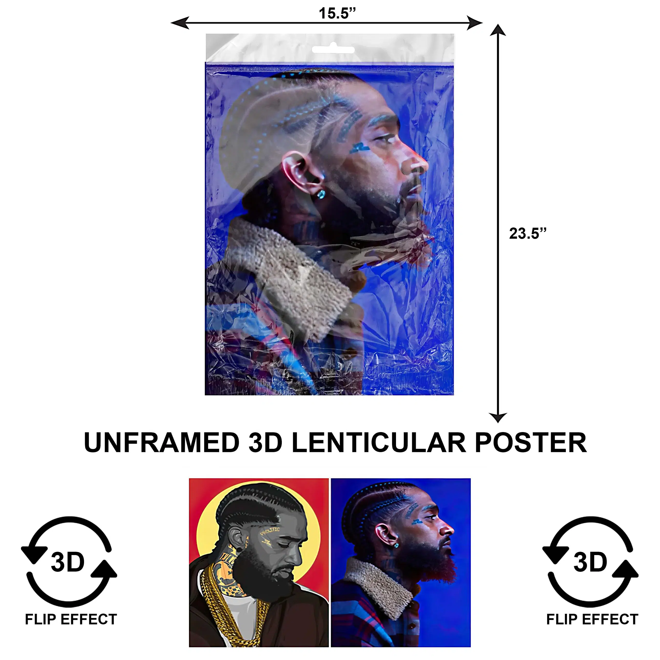 3DLPNF-008 Music – Rapper Nipsey Hussle Large UnFramed Poster