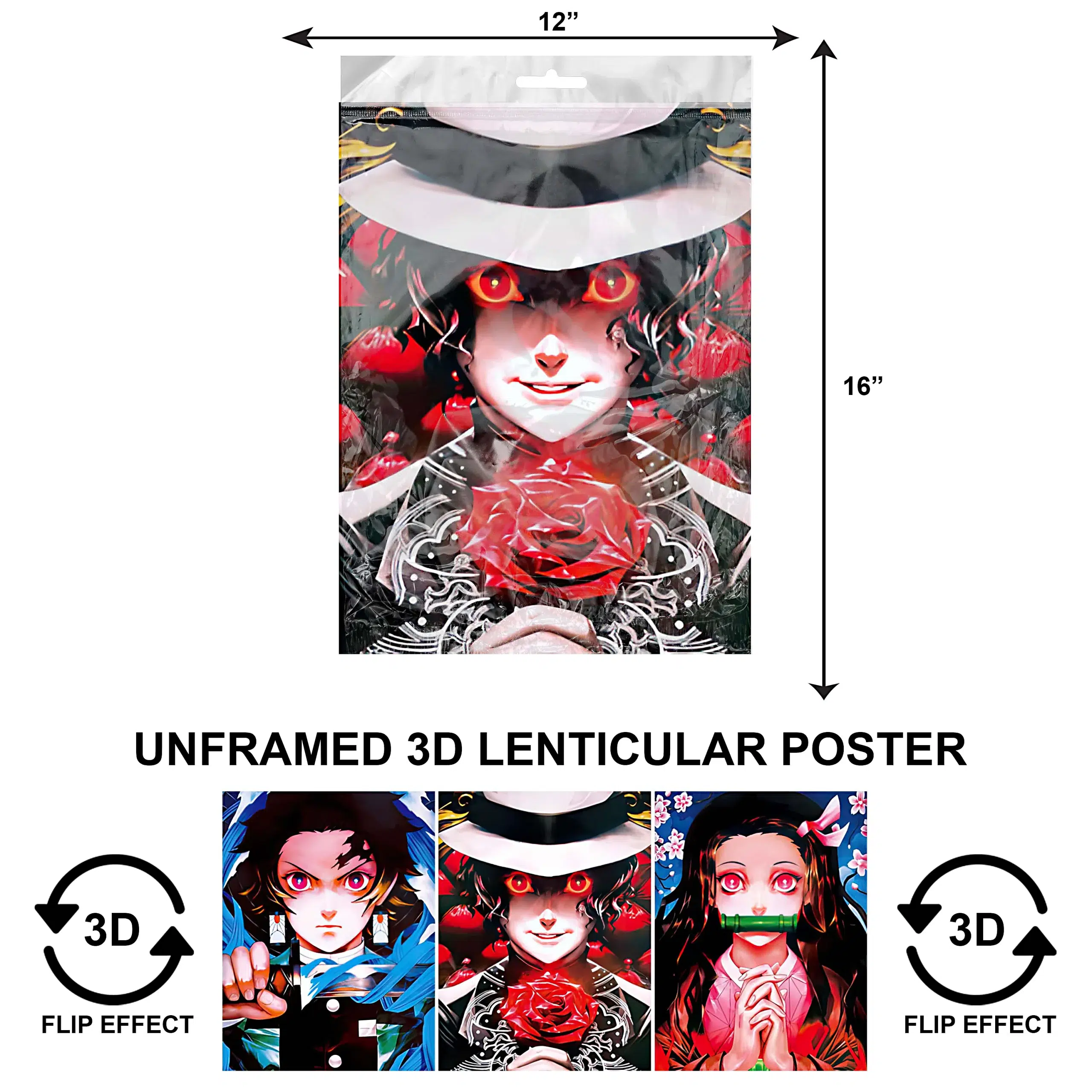 3DPNF-006 Anime – Demon Slayer Nezuko, Tanjirou, Kibutsuji UnFramed Poster