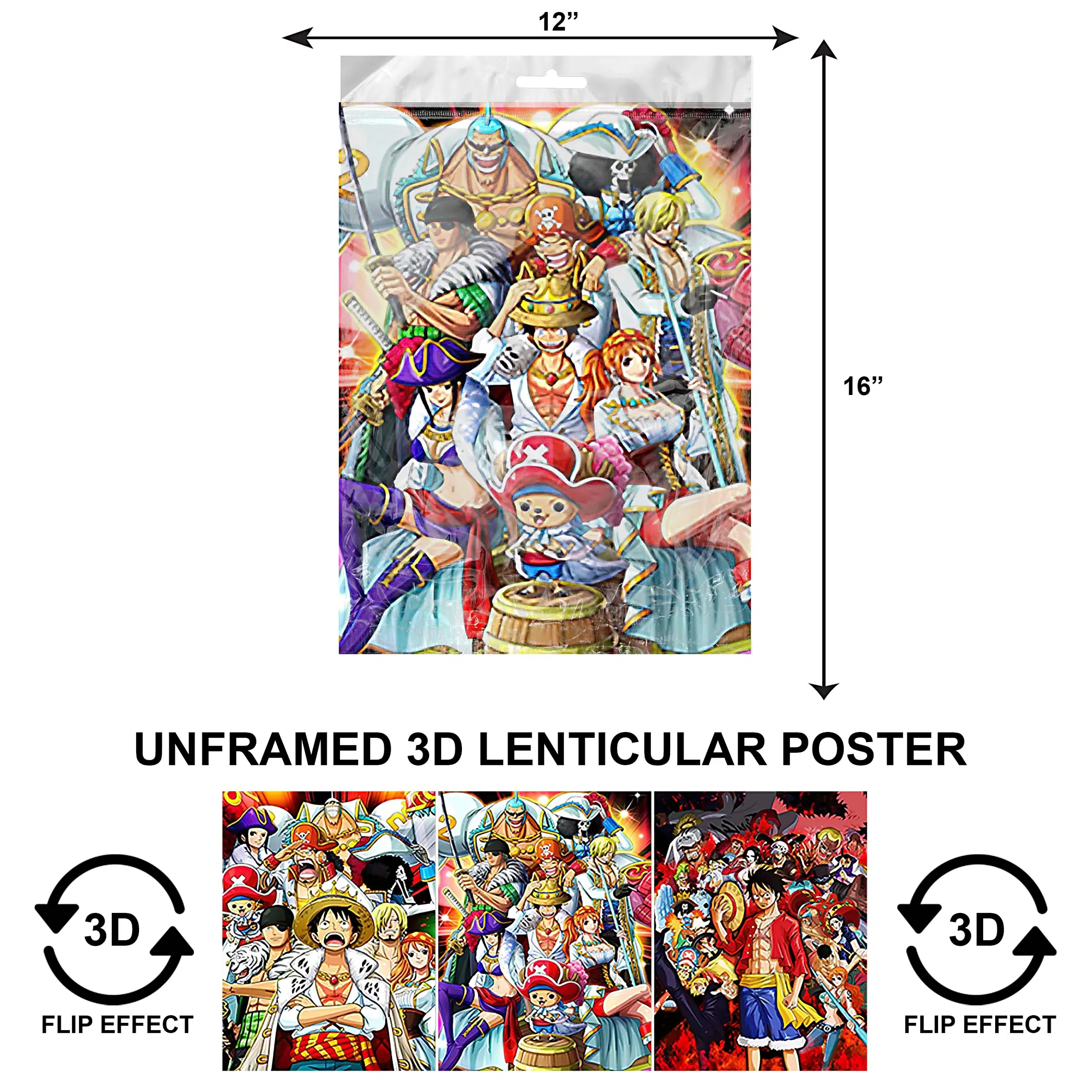 3DPNF-017 Anime -Monkey D. Luffy Pirate Gang UnFramed Poster