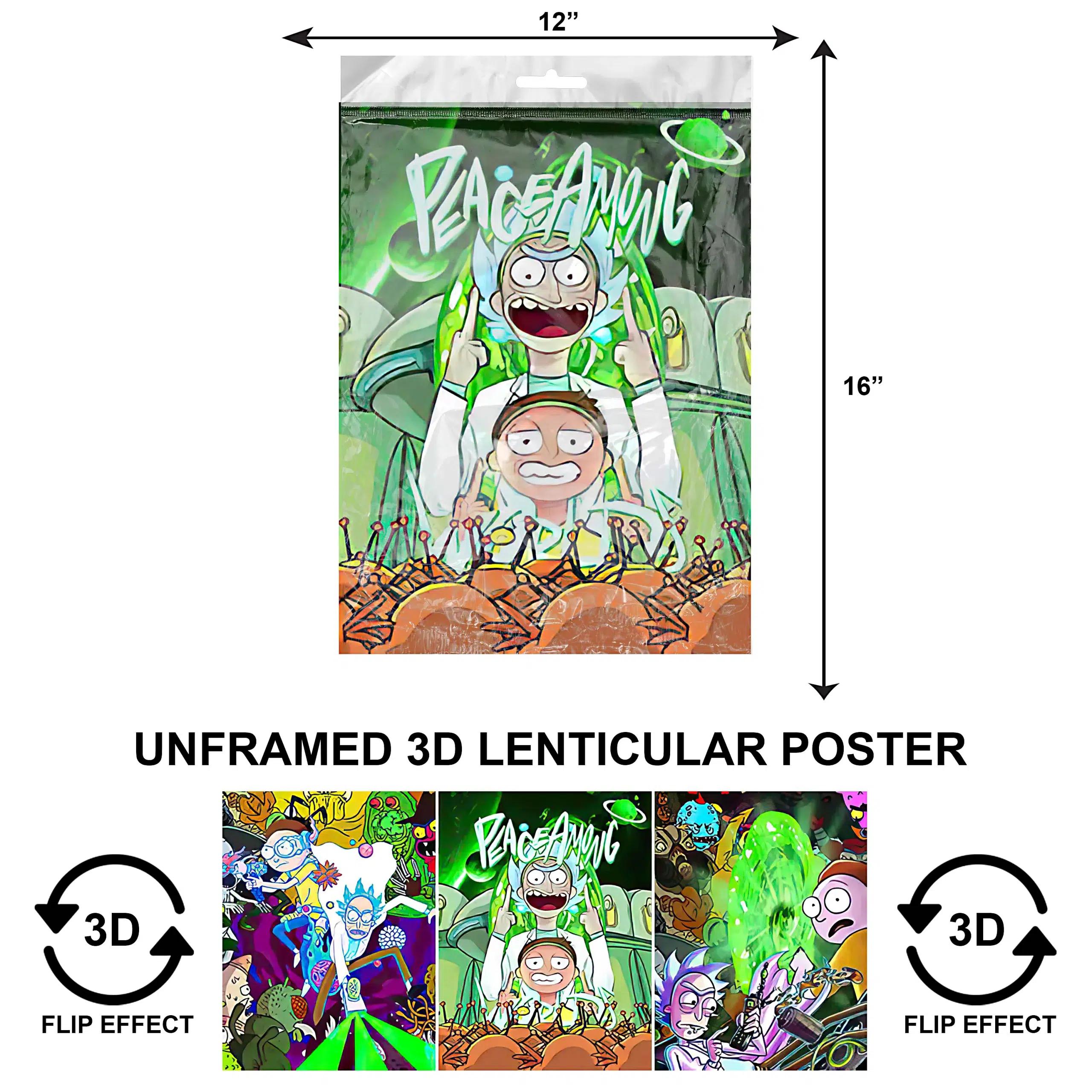 3DPNF-019 Cartoon – Rick and Morty Peace Among UnFramed Poster