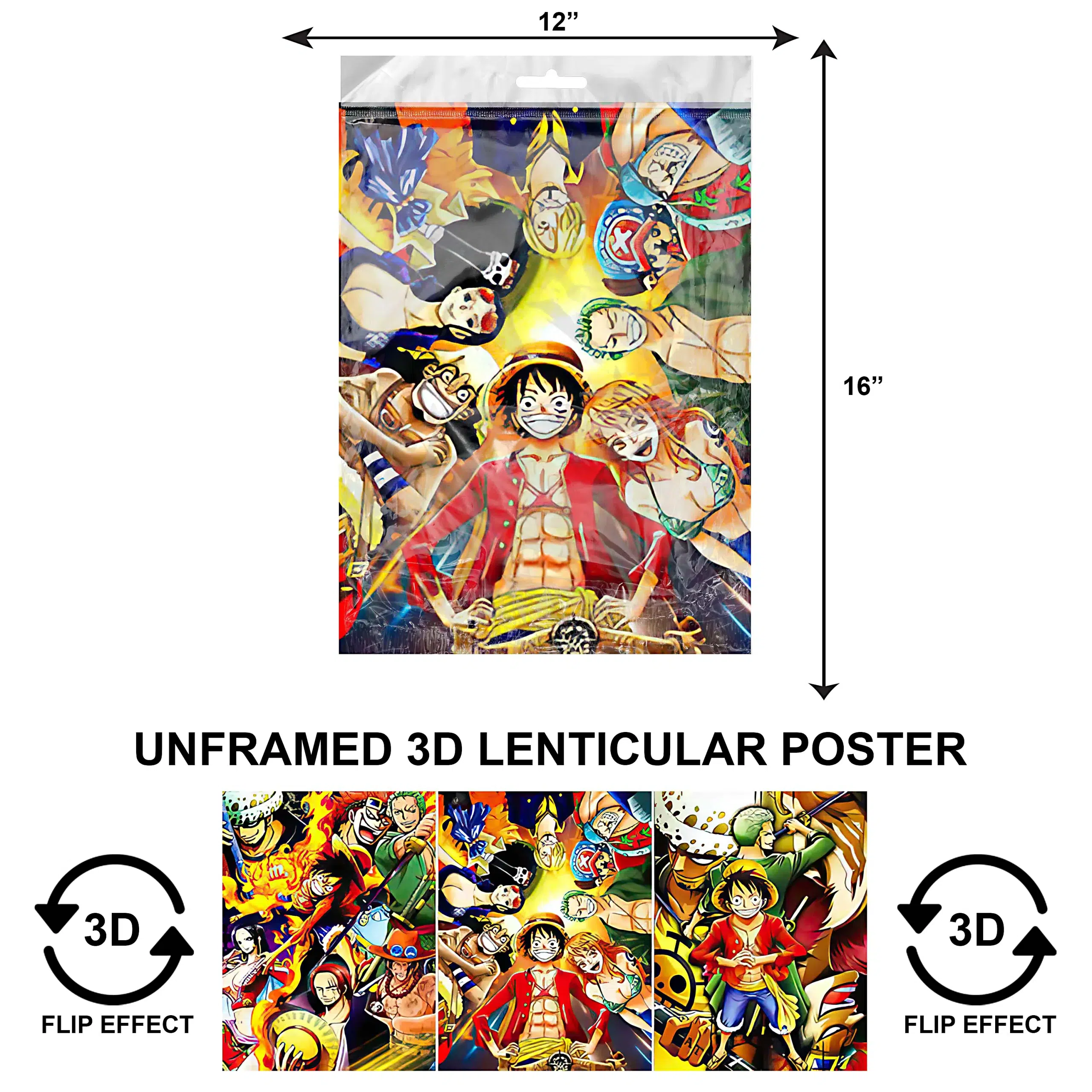 3DPNF-022 Anime – Monkey D. Luffy and Friends UnFramed Poster