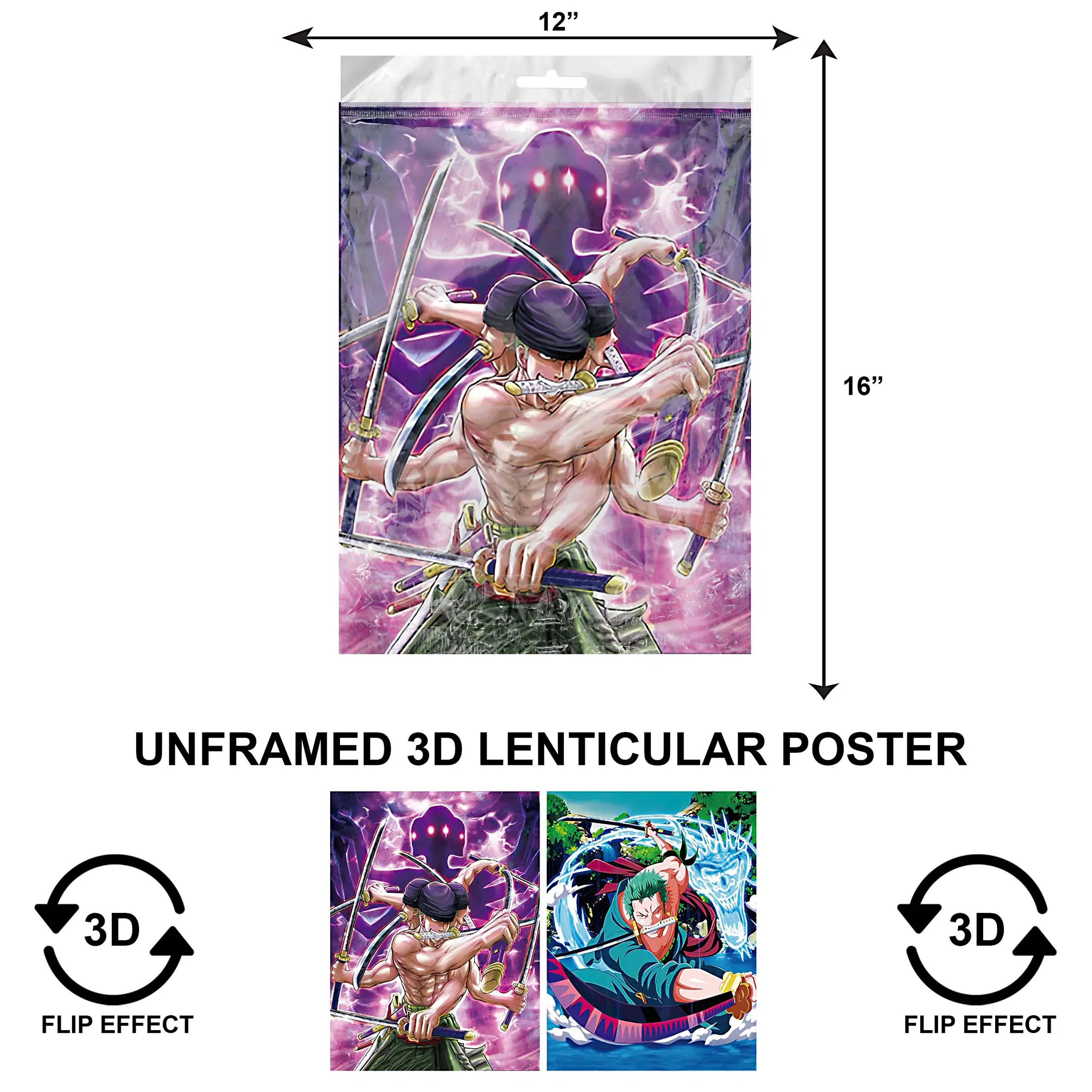 3DPNF-026 Anime – Roronoa Zoro UnFramed Poster