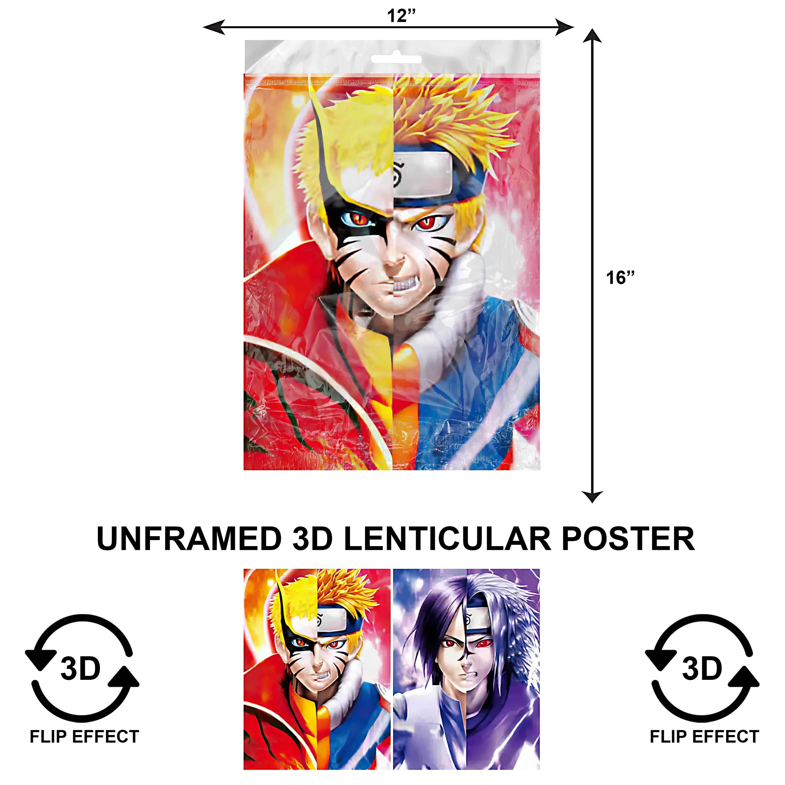 3DPNF-029 Anime – Naruto 2-Faced UnFramed Poster