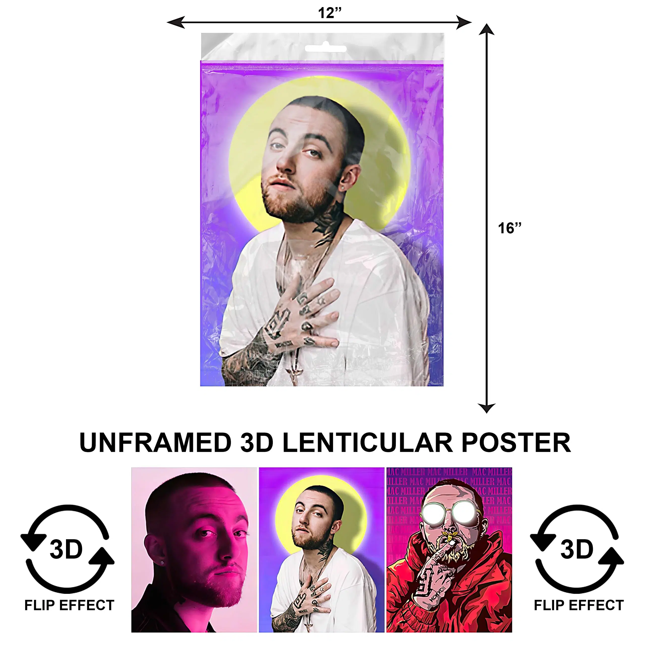 3DPNF-033 Music – Rapper Mac Miller UnFramed Poster